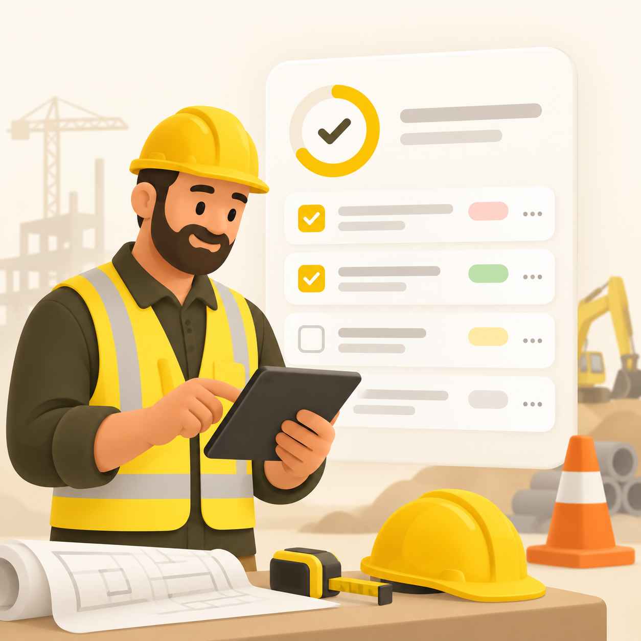 Construction supervisor managing job site tasks and progress